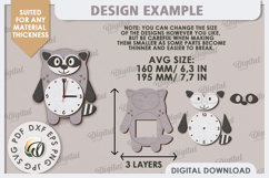 Laser Cut Raccoon Wall Clock Design. Animal Wall Clock SVG Product Image 2