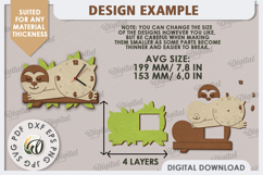Laser Cut Sloth Wall Clock Design. Animal Wall Clock SVG Product Image 2