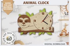 Laser Cut Sloth Wall Clock Design. Animal Wall Clock SVG Product Image 1