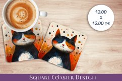 Funny cat coaster / sublimation animal coaster Product Image 1