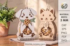 Dog and Cat Cookie Holders Laser Cut. Treat Holder SVG Product Image 1
