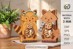 Raccoon and Fox Cookie Holders Laser Cut. Treat Holder SVG Product Image 1