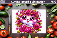 Cat Flowers Cutting Board | Kitchen Cutting Board Product Image 1