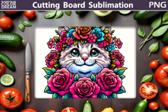 Cat Flowers Cutting Board | Kitchen Cutting Board Product Image 1