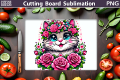 Cat Flowers Cutting Board | Kitchen Cutting Board Product Image 1