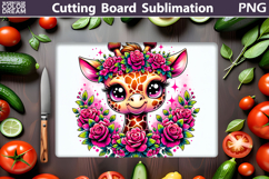 Giraffe Flowers Cutting Board | Kitchen Cutting Board Product Image 1