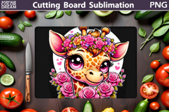 Giraffe Flowers Cutting Board | Kitchen Cutting Board Product Image 1