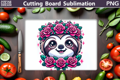 Sloth Flowers Cutting Board | Kitchen Cutting Board Product Image 1