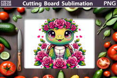 Turtle Flowers Cutting Board | Kitchen Cutting Board Product Image 1