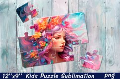 Girl Puzzle Design. Young woman Puzzle Sublimation Product Image 1