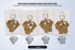 Geometric Farm Animal Diamond Keychain Laser Cut SVG Product Image 1