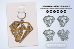 Geometric Farm Animal Diamond Keychain Laser Cut SVG Product Image 2