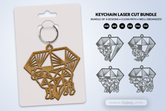 Geometric Farm Animal Diamond Keychain Laser Cut SVG Product Image 5