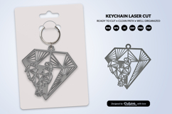 Geometric Farm Animal Diamond Keychain Laser Cut SVG Product Image 2