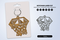 Geometric Farm Animal Diamond Keychain Laser Cut SVG Product Image 1