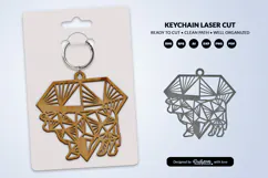 Geometric Farm Animal Diamond Keychain Laser Cut SVG Product Image 1