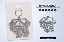 Geometric Farm Animal Diamond Keychain Laser Cut SVG Product Image 2