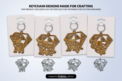 Geometric Jungle Animal Diamond Keychain Laser Cut SVG Product Image 1