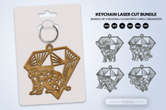 Geometric Jungle Animal Diamond Keychain Laser Cut SVG Product Image 4