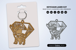 Geometric Jungle Animal Diamond Keychain Laser Cut SVG Product Image 1