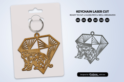 Geometric Jungle Animal Diamond Keychain Laser Cut SVG Product Image 1