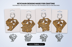 Geometric Savana Animal Diamond Keychain Laser Cut SVG Product Image 1