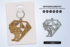 Geometric Savana Animal Diamond Keychain Laser Cut SVG Product Image 1