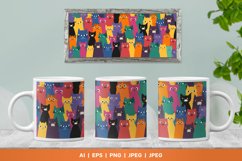 Colorful, Expressive Cat Crowd Seamless Mug Wrap Product Image 1