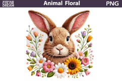 Bunny Floral Easter Clipart | Spring Farm Animal Sublimation Product Image 1