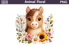 Horse Floral Easter Clipart | Spring Farm Animal Sublimation Product Image 1