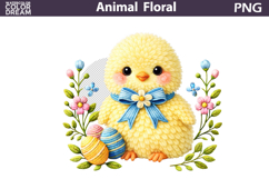 Chicken Floral Easter Clipart | Spring Farm Animal Sublimati Product Image 1