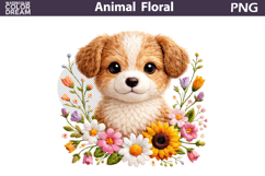 Dog Floral Clipart | Spring Farm Animal Sublimation Product Image 1