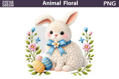 Bunny Floral Easter Clipart | Spring Farm Animal Sublimation Product Image 1