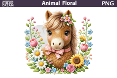 Horse Floral Easter Clipart | Spring Farm Animal Sublimation Product Image 1