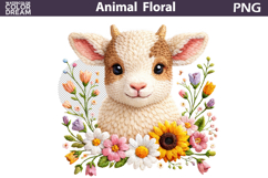 Goat Floral Easter Clipart | Spring Farm Animal Sublimati Product Image 1