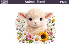 Lamb Floral Easter Clipart | Spring Farm Animal Sublimati Product Image 1
