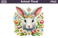 Bunny Floral Easter Clipart | Spring Farm Animal Sublimation Product Image 1