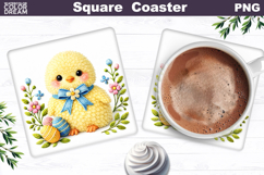 Chicken Floral Square Coaster | Easter Animal Sublimation Product Image 1