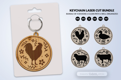 Farm Animal Floral Folk Art Keychain Laser Cut Product Image 2
