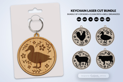 Farm Animal Floral Folk Art Keychain Laser Cut Product Image 3