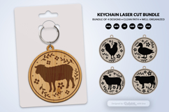 Farm Animal Floral Folk Art Keychain Laser Cut Product Image 4