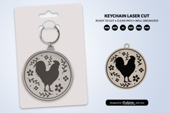 Farm Animal Floral Folk Art Keychain Laser Cut Product Image 2
