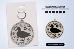 Farm Animal Floral Folk Art Keychain Laser Cut Product Image 2