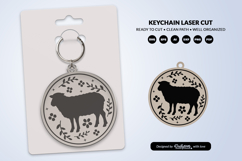 Farm Animal Floral Folk Art Keychain Laser Cut Product Image 2