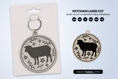 Farm Animal Floral Folk Art Keychain Laser Cut Product Image 2