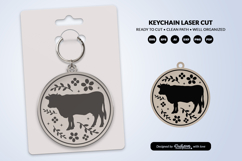 Farm Animal Floral Folk Art Keychain Laser Cut Product Image 2