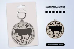 Farm Animal Floral Folk Art Keychain Laser Cut Product Image 2