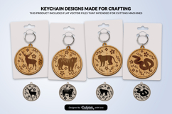 Jungle Animal Floral Folk Art Keychain Laser Cut Product Image 1