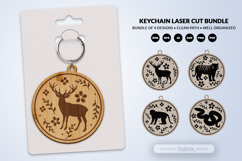Jungle Animal Floral Folk Art Keychain Laser Cut Product Image 2