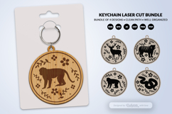 Jungle Animal Floral Folk Art Keychain Laser Cut Product Image 4